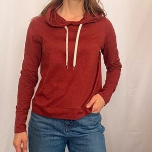 Viori Maroon Marl Hooded Long Sleeve Top